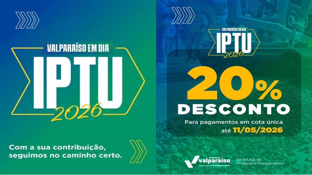 Apresentacao1-1024x576 Desconto de até 20% no IPTU 2026: Emita seu boleto no site da Prefeitura de Valparaíso