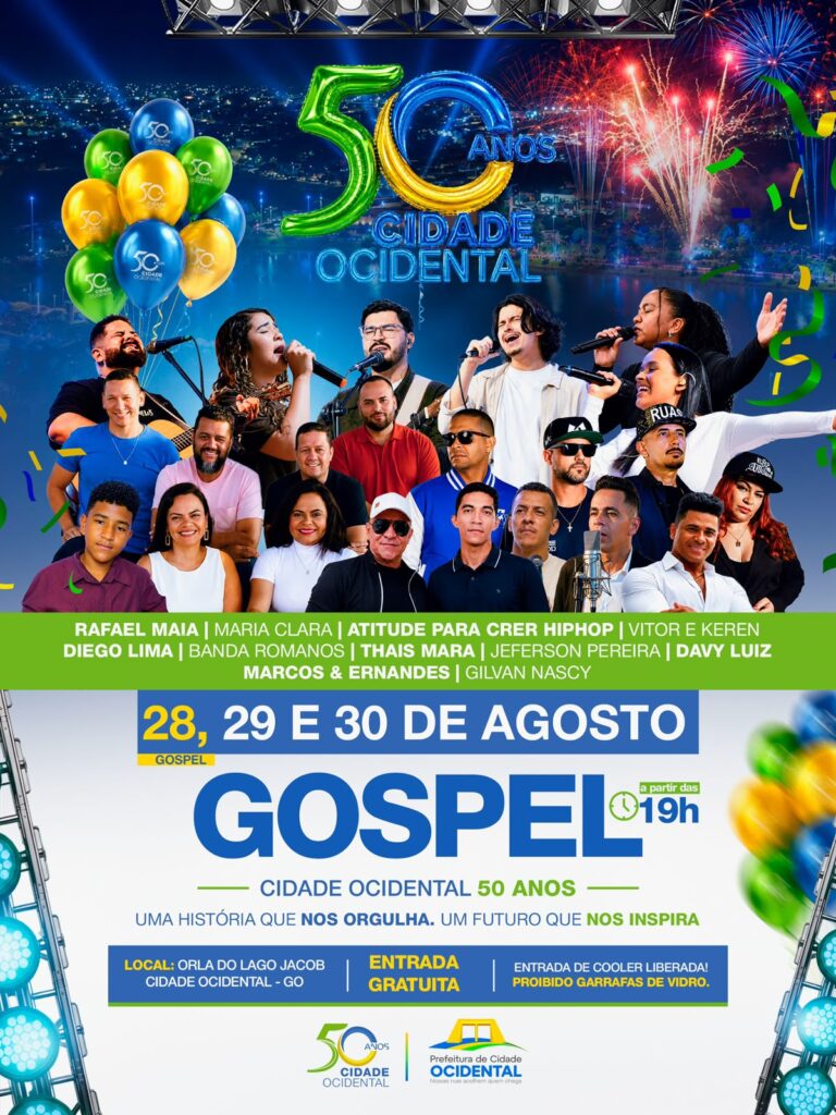 aniv.-gospel Cidade Ocidental celebra 50 anos com programação musical gratuita na Orla do Lago